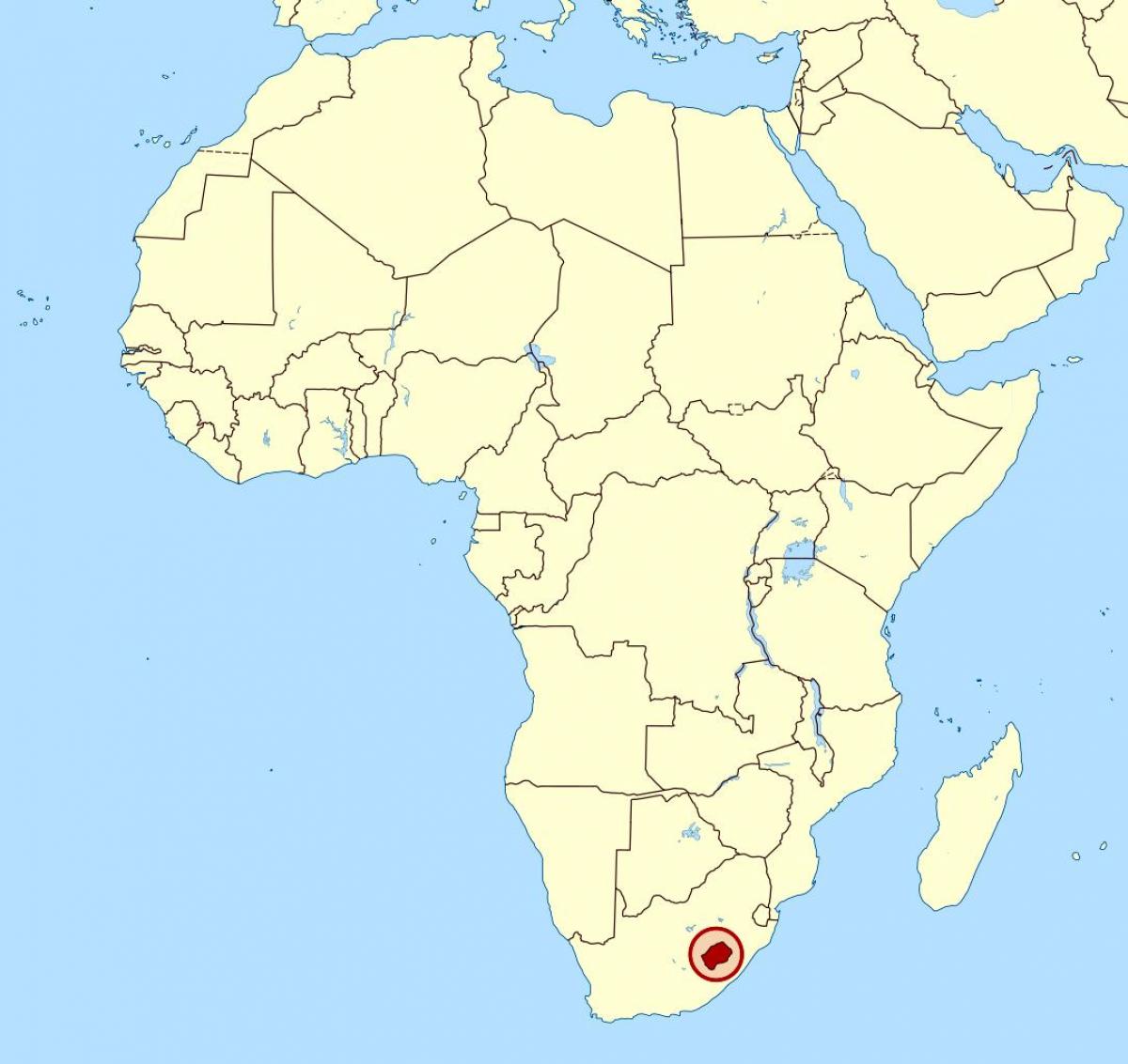 แผนที่ของเลโซโตบนแผนที่ของแอฟริกา