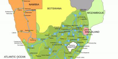 แผนที่ของเลโซโตและแอฟริกาใต้